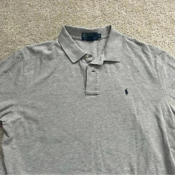 Polo By Ralph Lauren Men’s Cotton Gray Polo Shirt Short Sleeve Size XL Collared - Picture 10 of 13